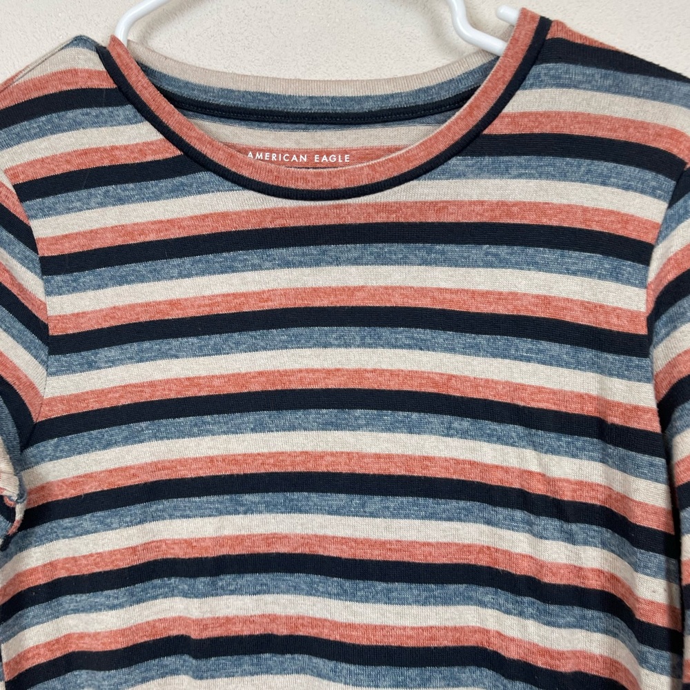 🥑5/$25 American Eagle Soft & Sexy Plush Striped Long Sleeve Top M - Picture 3 of 5
